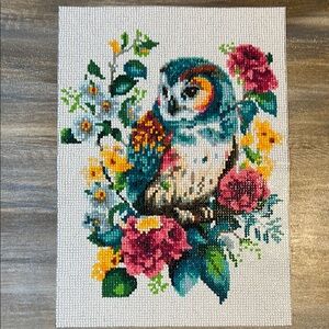 Ready to Frame Colorful Owl Finished Diamond Painting 13.5 x 10